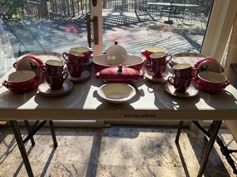 Red, Red, & Red, W/beige And Country Vibe, Mixed And Matched, Fun Ceramic Dishware