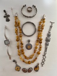 Jay King Yellow Opal Beads, With Sterling Silver, Pendants, Bracelets, Rings, Super Lot