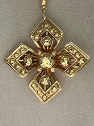 14 Kt Yellow Gold Pendant With Matching 24 Inch Beaded Chain, Weighs 2.9 Dwt