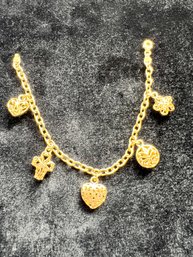 14 Kt Charm Bracelet, 7 Inch, Weighs 7.1 Dwt