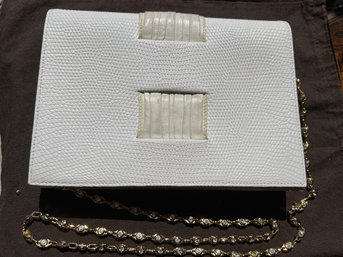 Valentino Faille & Pleated Satin Clutch W/ Jeweled Chain