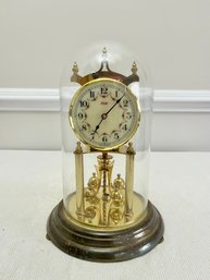 Vintage Kundo Kieninger & Obergfell Anniversary Clock With Glass Dome, W. Germany