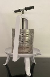 Vintage White Enamel Eggplant, Wine Press
