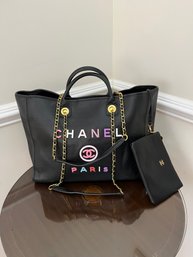 New, Faux Chanel Tote With Extra Pocket Book