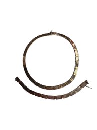 Sterling Screw Head Link, Cartier Look, Choker With Matching Bracelet, Made In Italy