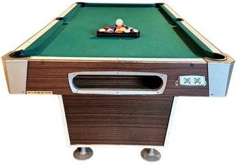 Vintage 'Superior' Pool Table With Balls, Cues & Rack - Superior (West Haven, Connecticut)