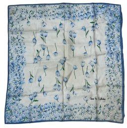 Diane Von Furstenberg Vintage Blue Tulip Silk Scarf