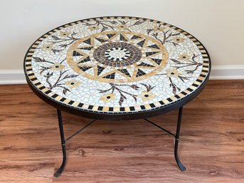 Rhonda Heisler 'Venetian Table Collection' Signed Mosaic Table On Ray Mathis Hand Forged Wrought Iron Base