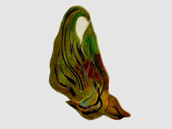 Signed Carol Troisi Stylized Female Figure Signed Pottery Wall Art
