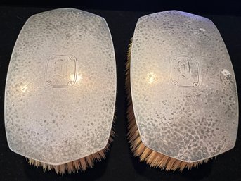 English Sterling Silver Set Mens Hair Brushes, # 390C H.M.D, 10.89 Ounces