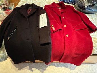 Womens Long Wool Coats, Brown And Red, Size S-m