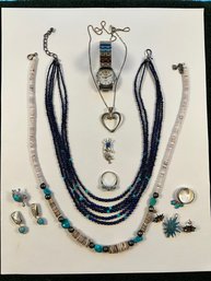 Sterling Silver, Pins, Beads, Turquoise, Lapis, And More, Climax Watch