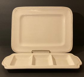 Fortunoff  Large String Of Pearls White Ceramic Serving Platters