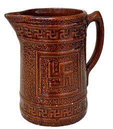 Brown Salt Glazed Good Luck Pitcher - Pre-WWII