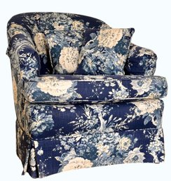 Upholstered Barrel Back Club Chair With Pillows