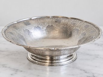 Tiffany Sterling Silver Vintage Centerpiece Bowl With Scalloped Edge And Ornate Border Pattern
