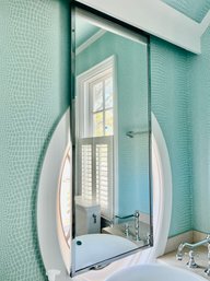 A Wall Mount Chrome Frame Sliding Mirror - Bath 2A - Removed & Ready For Pickup