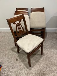Set Of 6 Cherry Framed Stakmore Upholstered  Folding Chairs