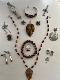 The Eye Of The Tiger, With Matching Everything! 51 Dwt W/o Watch, Tigers Eye And Sterling