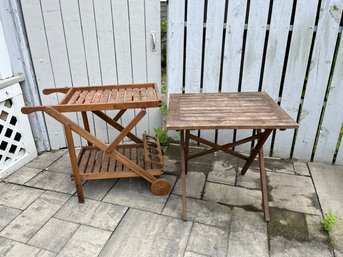 Wooden Foldable Rolling Bar & Table