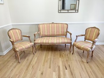 Louise XV Style Settee & Two Chairs