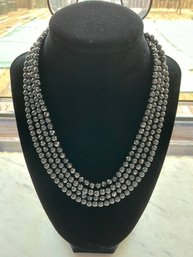 Hematite, Graduated, Faceted 4 Strand Beads, With Sterling Silver Toggle Clasp