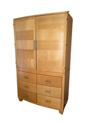 Modern Armoire Six Drawers & Rack For Hanging Clothes/ TV Cabinet, Metal Hardware