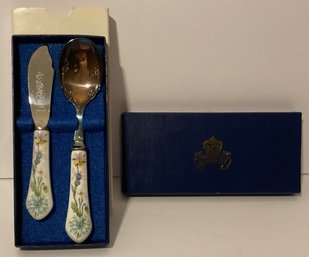 Aynsley Wild Tudor Butter Knife & Jam Spoon.