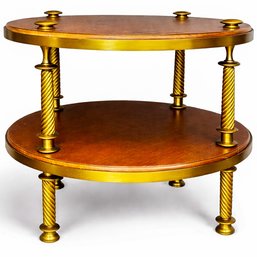Hickory Chair  Furniture Watch Hill Wood And Brass Round Side Table
