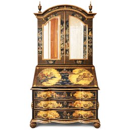 A Gorgeous Hand Painted Lacquered Chinoiserie Cabinet By Baker Furniture