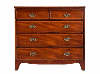 Georgian-Style Mahogany Chest Of Drawers With Brass Oval Pulls