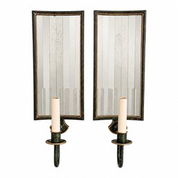 Pair Of Vaughan Designs Tole And Mirror Wall Sconces (1980s)