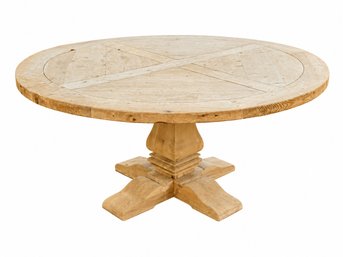 Restoration Hardware Salvaged Natural Wood Trestle Round Dining Table