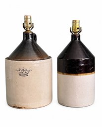 Stoneware Jug Lamps - Vintage Pair  (Large & Small)