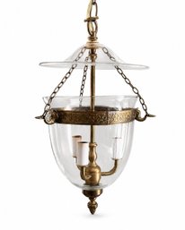 Pair Of Vaughan Designs Brass And Glass Bell Jar Lanterns