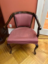 Wooden Arm Chair With Red Upholstery