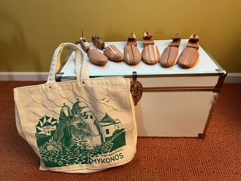 Vintage White Metal Chest, Mykonos Tote & Shoe Savers