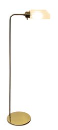 Vintage Brass Floor Lamp With Frosted Glass Shade