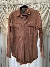 Ladies Ralph Lauren Suede/leather Long Sleeved Shirt-size M-soooo Soft