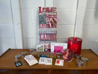 Valentines Day Collection Of Metal Heart Boxes, Love Cubes, Playing Cards, Picture Holders & More