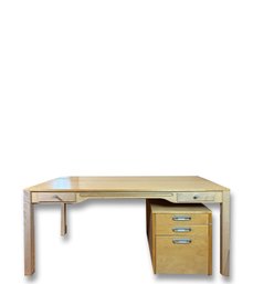 Maple Desk With Complimentary 3 Drawer File Cabinet