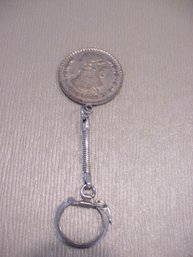 1962 Mexico Part Silver Un Peso Coin  On Key Chain