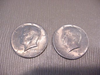 Two 40% Silver Kennedy Half Dollars, 1965 And 1968D