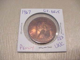 1967 Great Britain Penny Uncirculated- Nice Red Color