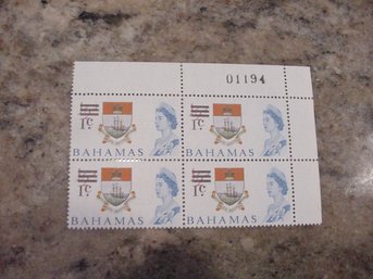 1965 Bahamas Stamps- 10 Surcharged Plate Blocks