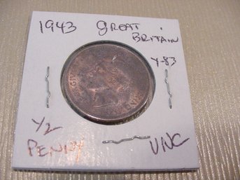 1943 Great Britain 1/2 Penny  - Uncirculated