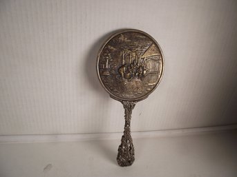 Antique Hans Jensen Silver Plated Ornate Hand Mirror