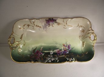 Vintage Signed Limoges Hand Painted Floral Platter