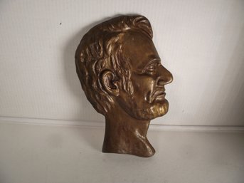 Vintage Bronze Gilded Head Of Abraham Lincoln