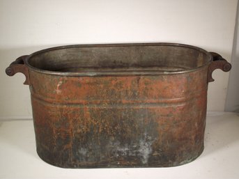 Antique Large Copper Boiler With Rome Hardware